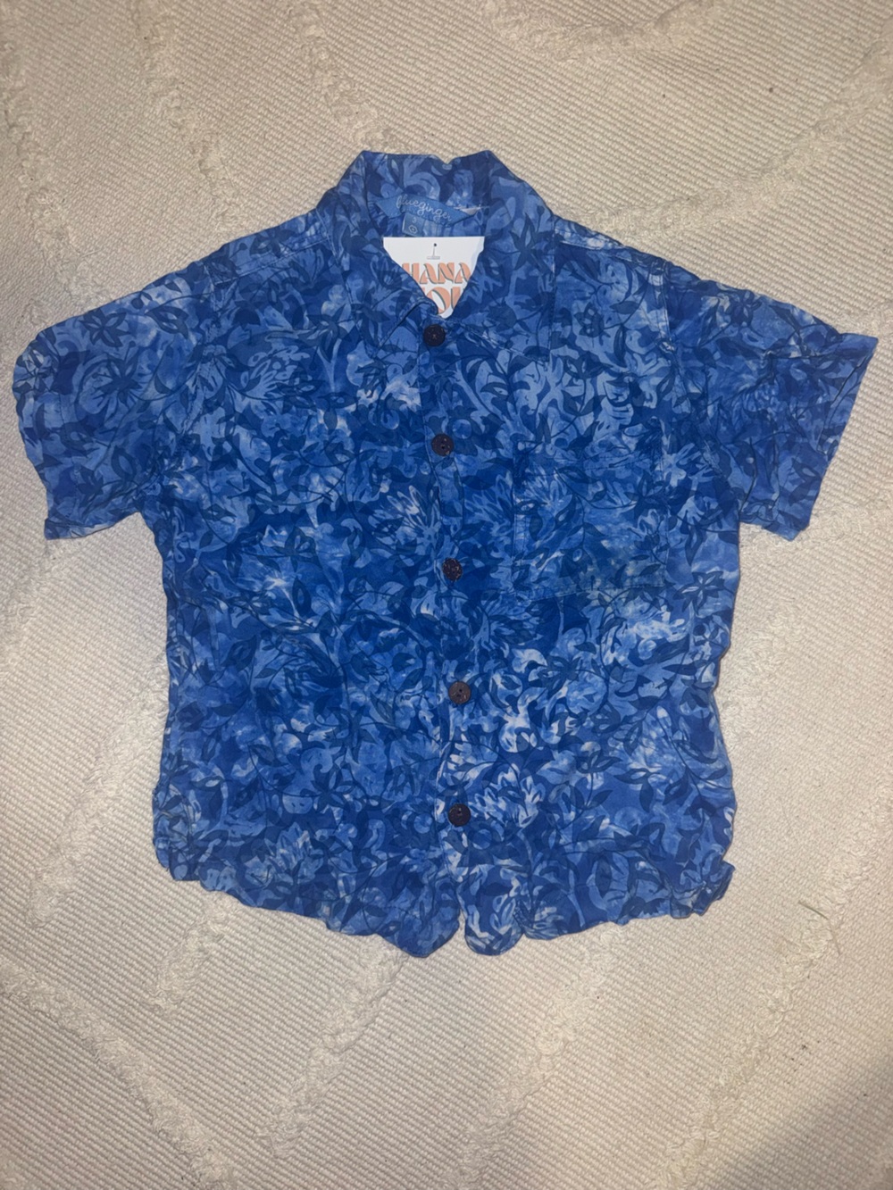 Girls' Blue Floral Button-Down Shirt